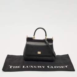 Dolce & Gabbana Black Leather Small Miss Sicily Top Handle Bag
