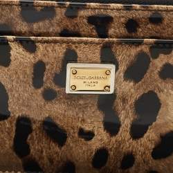 مملوكة مسبقًا حامل بطاقات بسحاب دولتشي أند غابانا جلد لامع بطبعة فهد بني/أسود