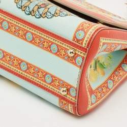 Pre Owned Dolce & Gabbana Multicolor Fan Foulard Print Leather Medium Miss Sicily Top Handle Bag