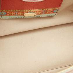 Pre Owned Dolce & Gabbana Multicolor Fan Foulard Print Leather Medium Miss Sicily Top Handle Bag