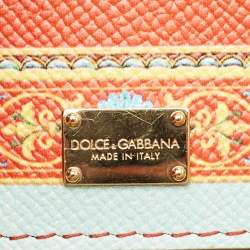 Pre Owned Dolce & Gabbana Multicolor Fan Foulard Print Leather Medium Miss Sicily Top Handle Bag