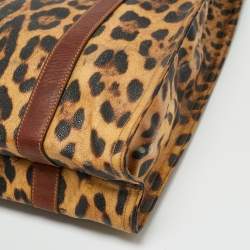 Pre Owned Dolce & Gabbana Brown Leopard Print Coated Canvas and Leather Shopper Tote