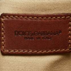 Pre Owned Dolce & Gabbana Brown Leopard Print Coated Canvas and Leather Shopper Tote