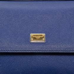 Pre Owned Dolce & Gabbana Blue Leather Medium Miss Sicily Top Handle Bag