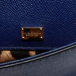 Pre Owned Dolce & Gabbana Blue Leather Medium Miss Sicily Top Handle Bag