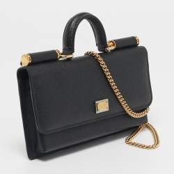 Pre Owned محفظة على سلسلة دولتش أند غابانا ميس سيلي فوان جلد أسود