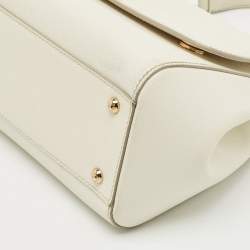 Pre Owned Dolce & Gabbana White Leather Medium Miss Sicily Top Handle Bag