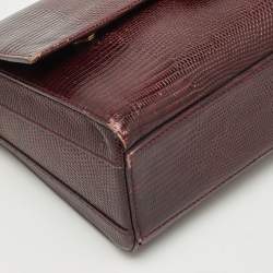 مملوكة مسبقًا حقيبة كتف دولتشي أند غابانا دي جي ميلينيالز جلد مزخرف سحلية بورجوندي