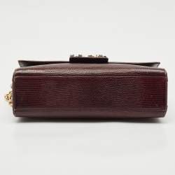 مملوكة مسبقًا حقيبة كتف دولتشي أند غابانا دي جي ميلينيالز جلد مزخرف سحلية بورجوندي