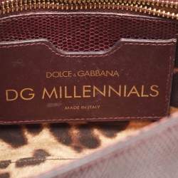 مملوكة مسبقًا حقيبة كتف دولتشي أند غابانا دي جي ميلينيالز جلد مزخرف سحلية بورجوندي
