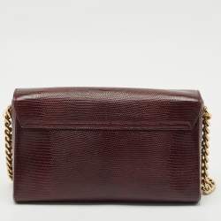 مملوكة مسبقًا حقيبة كتف دولتشي أند غابانا دي جي ميلينيالز جلد مزخرف سحلية بورجوند ي