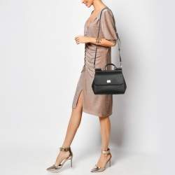 Pre Owned Dolce & Gabbana Black Leather Medium Miss Sicily Top Handle Bag