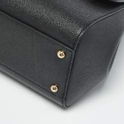 Pre Owned Dolce & Gabbana Black Leather Medium Miss Sicily Top Handle Bag