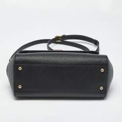 Pre Owned Dolce & Gabbana Black Leather Medium Miss Sicily Top Handle Bag