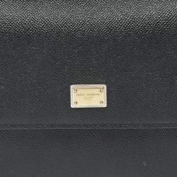 Pre Owned Dolce & Gabbana Black Leather Medium Miss Sicily Top Handle Bag
