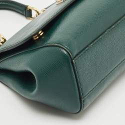 Pre Owned Dolce & Gabbana Green Leather Small Miss Sicily Top Handle Bag