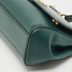 Pre Owned Dolce & Gabbana Green Leather Small Miss Sicily Top Handle Bag
