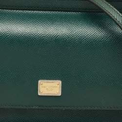 Pre Owned Dolce & Gabbana Green Leather Small Miss Sicily Top Handle Bag