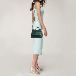 Pre Owned Dolce & Gabbana Green Leather Small Miss Sicily Top Handle Bag
