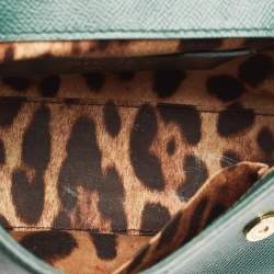 Pre Owned Dolce & Gabbana Green Leather Small Miss Sicily Top Handle Bag