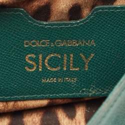 Pre Owned Dolce & Gabbana Green Leather Small Miss Sicily Top Handle Bag