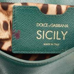 Pre Owned Dolce & Gabbana Green Leather Small Miss Sicily Top Handle Bag