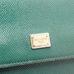 Pre Owned Dolce & Gabbana Green Leather Small Miss Sicily Top Handle Bag