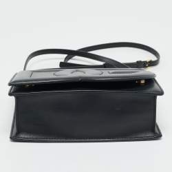 Pre Owned Dolce & Gabbana Black Leather DG Logo Embossed Crossbody Bag