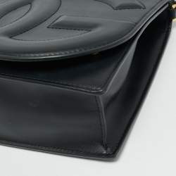 Pre Owned Dolce & Gabbana Black Leather DG Logo Embossed Crossbody Bag