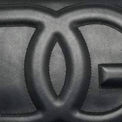Pre Owned Dolce & Gabbana Black Leather DG Logo Embossed Crossbody Bag