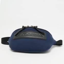 Pre Owned Dolce & Gabbana Bambino Navy Blue Neoprene Logo Belt Bag