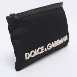 Pre Owned Dolce & Gabbana Black Nylon Logo Pouch