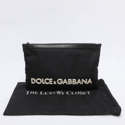 Pre Owned Dolce & Gabbana Black Nylon Logo Pouch
