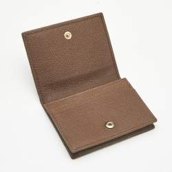 Pre Owned Dolce & Gabbana Brown Leopard Print Coated Canvas and Leather Flap Card Case