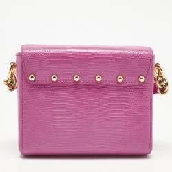 Pre Owned Dolce & Gabbana Pink Lizard Embossed Leather Mini Lucia Crossbody Bag