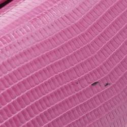 Pre Owned Dolce & Gabbana Pink Lizard Embossed Leather Mini Lucia Crossbody Bag