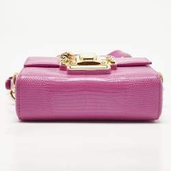 Pre Owned Dolce & Gabbana Pink Lizard Embossed Leather Mini Lucia Crossbody Bag