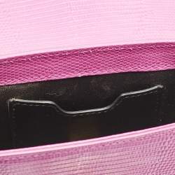 Pre Owned Dolce & Gabbana Pink Lizard Embossed Leather Mini Lucia Crossbody Bag
