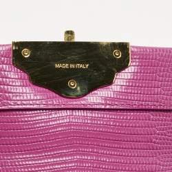 Pre Owned Dolce & Gabbana Pink Lizard Embossed Leather Mini Lucia Crossbody Bag