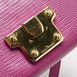 Pre Owned Dolce & Gabbana Pink Lizard Embossed Leather Mini Lucia Crossbody Bag