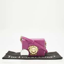 Pre Owned Dolce & Gabbana Pink Lizard Embossed Leather Mini Lucia Crossbody Bag
