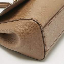 Pre Owned Dolce & Gabbana Brown Leather Small Miss Sicily Top Handle Bag