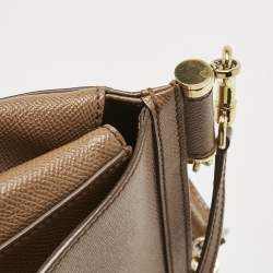 Pre Owned Dolce & Gabbana Brown Leather Small Miss Sicily Top Handle Bag