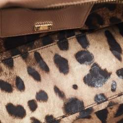 Pre Owned Dolce & Gabbana Beige Lizard Embossed Leather Medium Miss Sicily Top Handle Bag