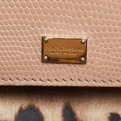 Pre Owned Dolce & Gabbana Beige Lizard Embossed Leather Medium Miss Sicily Top Handle Bag