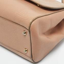 Pre Owned Dolce & Gabbana Beige Lizard Embossed Leather Medium Miss Sicily Top Handle Bag
