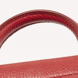 Pre Owned Dolce & Gabbana Red Leather Small Soft Sicily Top Handle Bag