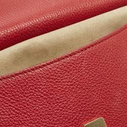 Pre Owned Dolce & Gabbana Red Leather Small Soft Sicily Top Handle Bag