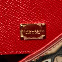 Pre Owned Dolce & Gabbana Red Leather Medium Miss Sicily Family Patchwork Top Handle Bag