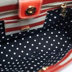 Pre Owned Dolce & Gabbana Red/White Leather Medium Miss Sicily Top Handle Bag